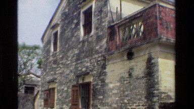 1984: A View of a Brick Ancient and Abandoned Two-Story Building in Hong Kong