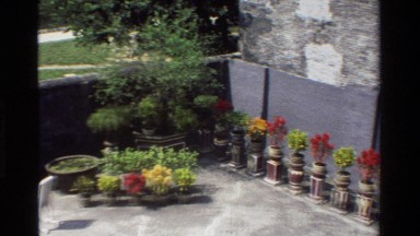 1984: A Crowd of Asians Pass Through the Stone Gate of a Potted Plant Garden