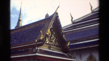 1984: an ornate blue, gold, and white tibetan buddhist temple THAILAND