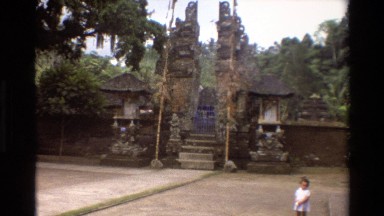1984: Two Long Bamboo Poles Sit on Either Side of a Stairway Entrance Singapore