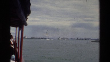 1984: a panoramic view of a large body of water that has the camera zooming in