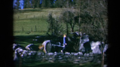 1969: a boy is walking on the stone way CALIFORNIA