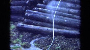 1971: log deck being watered MAINE