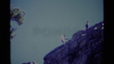 1975: belaying down a sloped rock face MINARET WILDERNESS CALIFORNIA