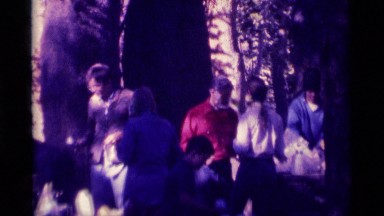1975: a group of people gather together in the woods MINARET WILDERNESS