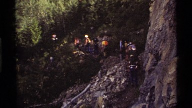 1972: a large group of people hiking HOLLAND LAKE MONTANA
