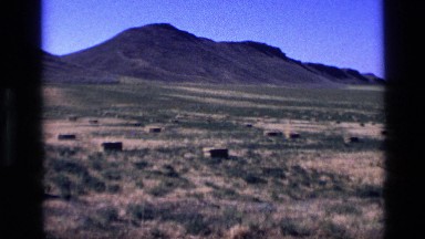 1972: baled hay bales in a field with hills in the background IDAHO