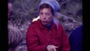 1972: people sitting outside talking HOLLAND LAKE MONTANA