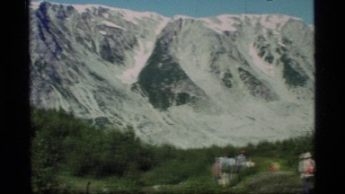 1977: group of people trekking on the mountain GLACIER BAY ALASKA