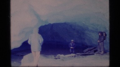 1977: three people are spelunking in a frozen ice covered cave GLACIER BAY