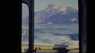 1977: viewing mountain from boat water motion GLACIER BAY ALASKA