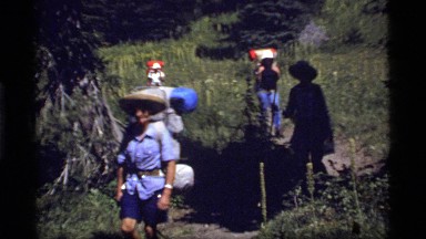 1977: best friends trekking on forest SAPPHIRE LAKE MONTANA