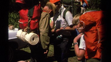 1978: men getting ready for a hike LAKE TAHOE CALIFORNIA