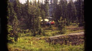 1977: a big team camping in the forest SAPPHIRE LAKE MONTANA