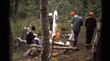 1978: people in the woods eating LAKE TAHOE CALIFORNIA