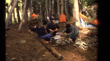 1978: group of people sitting outside having a great time LAKE TAHOE CALIFORNIA