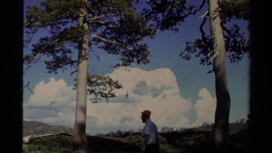 1978: A Man Walking Through the Woods with a View of Mountains