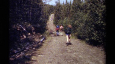 1979: kids walking down a road BRITISH COLUMBIA CANADA
