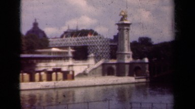 1939: A Blue Tarp Covers an Area Near the Waterfront in Paris France