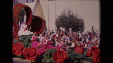 1967: Float in a Parade with a Queen and Her Court LOS ANGELES CALIFORNIA
