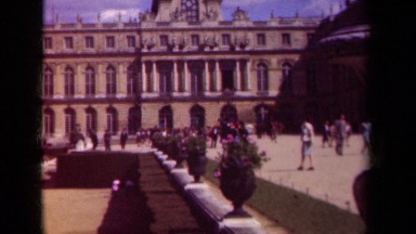 1939: number of people gathered in front of a huge building structure PARIS