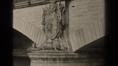 1947: three bridge abutments each with elaborate carvings facing the water PARIS