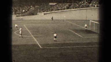 1947: kids outside on a soccer field PARIS FRANCE