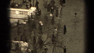 1947: bustle of city people going up and down wide steps leading into a subway