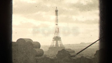 1947: looking out from the rooftop of a building at the eiffel tower PARIS