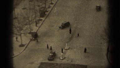 1947: Black and White 8mm Footage of Antique Cars and Pedestrians on a Busy Paris Street