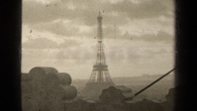 1947: eiffel tower scenic view into bright white light PARIS FRANCE