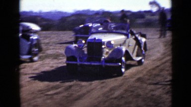 1952: Car Stops for Lady Standing by Roadside in San Diego