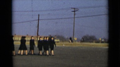 1947: group of people walking on road NEW YORK