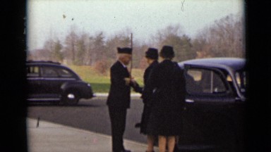 1947: people gathered near car NEW YORK