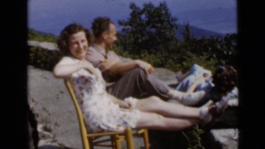 1947: two persons are stretched before other person opposite to them NEW YORK