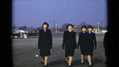 1947: group of girls walking forward and turning around NEW YORK