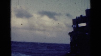 1947: ship on way to home, sailor manage ship in deep ocean with heavy water