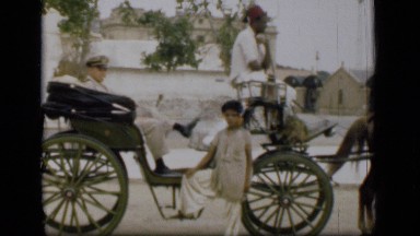 1946: the man was sitting in horse cart SUEZ CANAL EGYPT