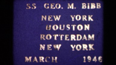 1946: display of letters in golden color and large ship NETHERLANDS