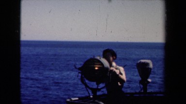 1946: girl is lightning light, travelling in boat NETHERLANDS