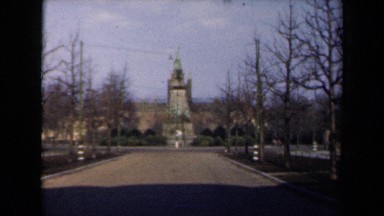 1946: building or structure at end of tree lined unpaved road NETHERLANDS