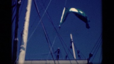 1946: Blue Flag with White Crescent Moon and Stars Being Raised in Egypt