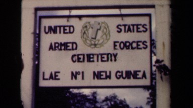1944: united states armed forces cemetery sign in new guinea