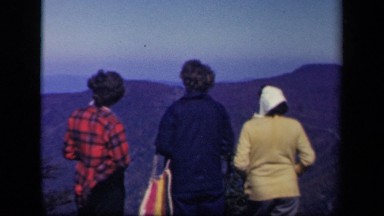 1943: the three friends are standing top of mountain SKYLINE DRIVE VIRGINIA