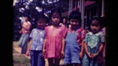 1944: some children are standing linewise in school KAUAI HAWAII