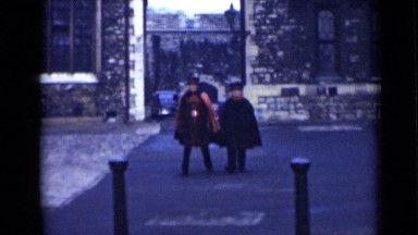 1946: two couples are coming for their morning walk and talking with each other.