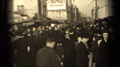 1947: Crowd of People Walking Outdoors in Paris, France