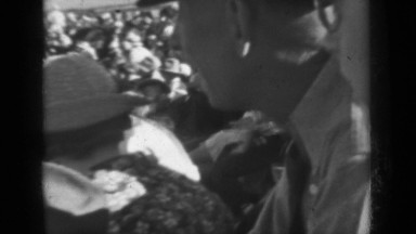 1937: more and more peoples are assembled in stadium and listening speech