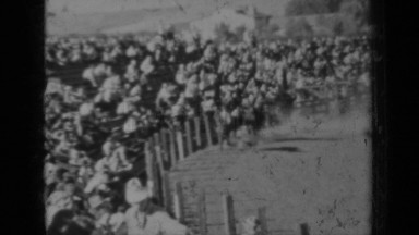 1937: horse riding in front of crowd KLAMATH CALIFORNIA