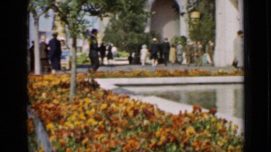 1937: people walking in front of big white building SAN FRANCISCO